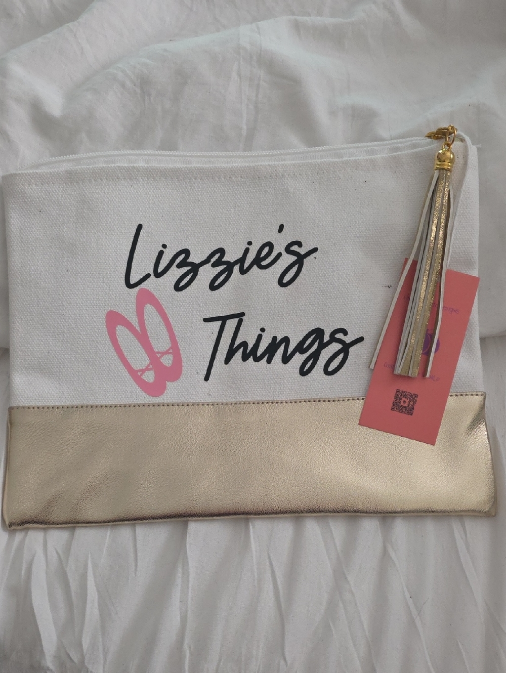 Lizzie's Things Canvas Pouch with Gold Trim